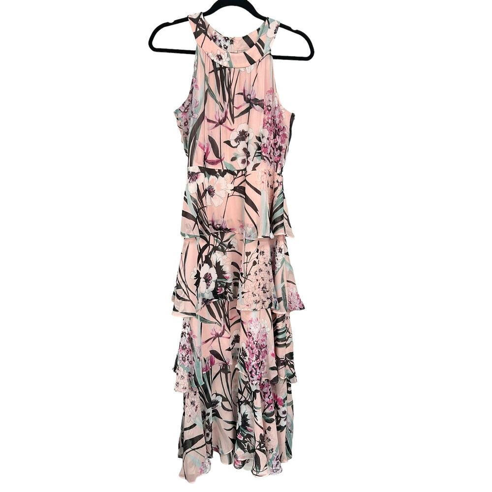 Tommy Hilfiger Multicolor Floral Print Sleeveless Tiered Maxi Dress 8 Petite